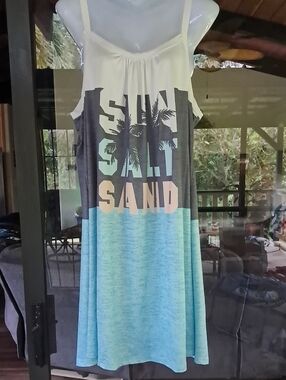 Beachy 'Salt Sand' Sleeveless Summer Dress - White, Gray, Aqua